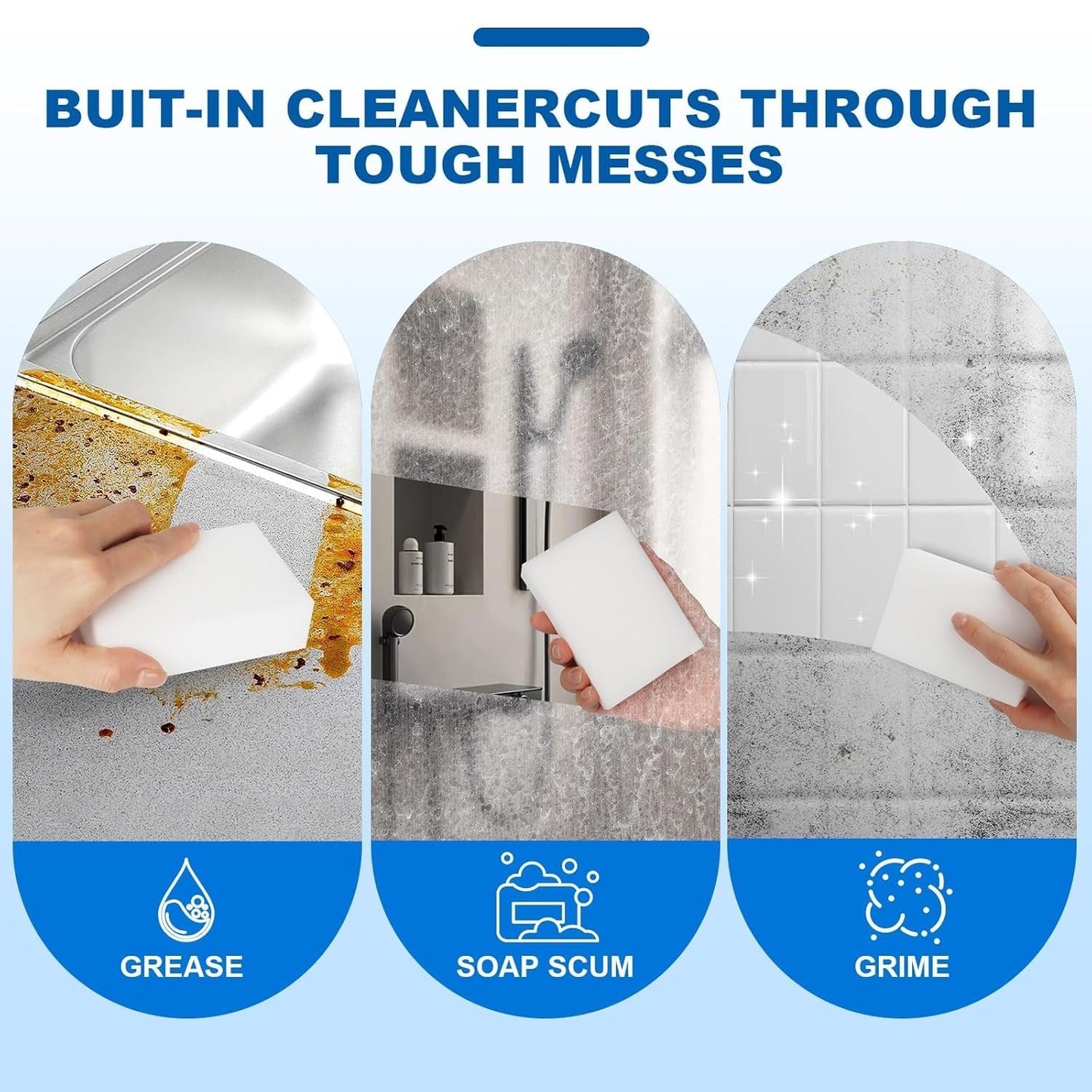 Magic Sponge Eraser™ | Chemical-Free Stain & Grease Remover, Pack of 6