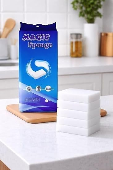 Magic Sponge Eraser™ | Chemical-Free Stain & Grease Remover, Pack of 6